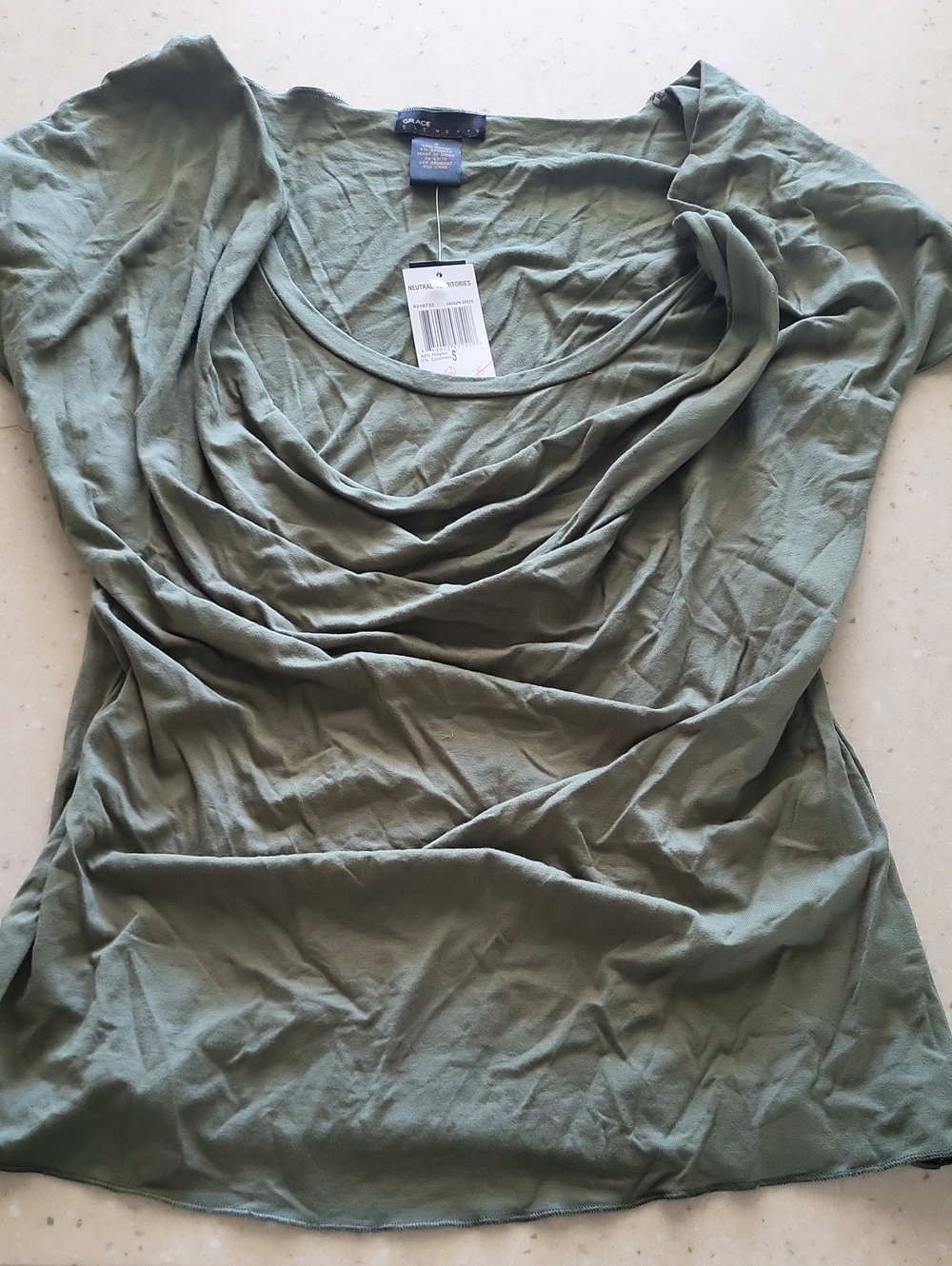 Grace Elements Olive Green Cowl Neck Blouse